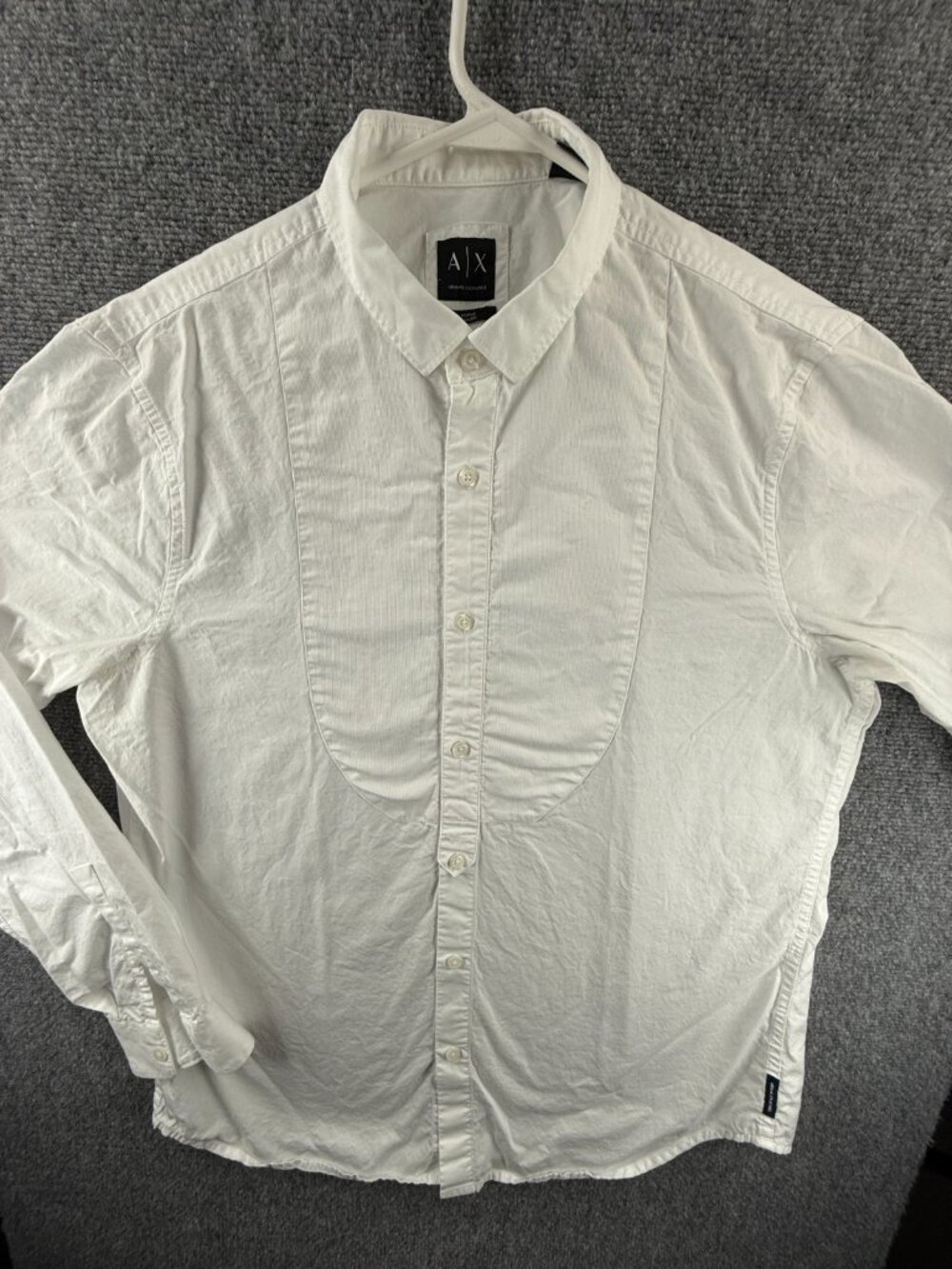 Armani Large Cotton White Italian Men Button Up Long Sleeve Shirt Elegant Solid